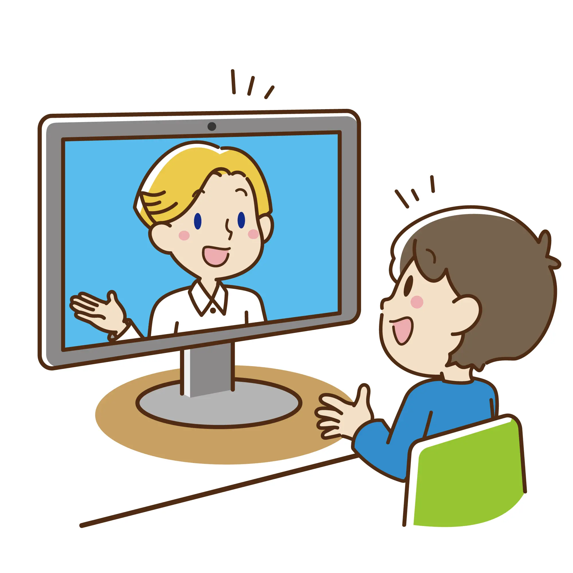 体験オンラインレッスンを受ける少年