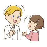 外国人と英会話している女の子