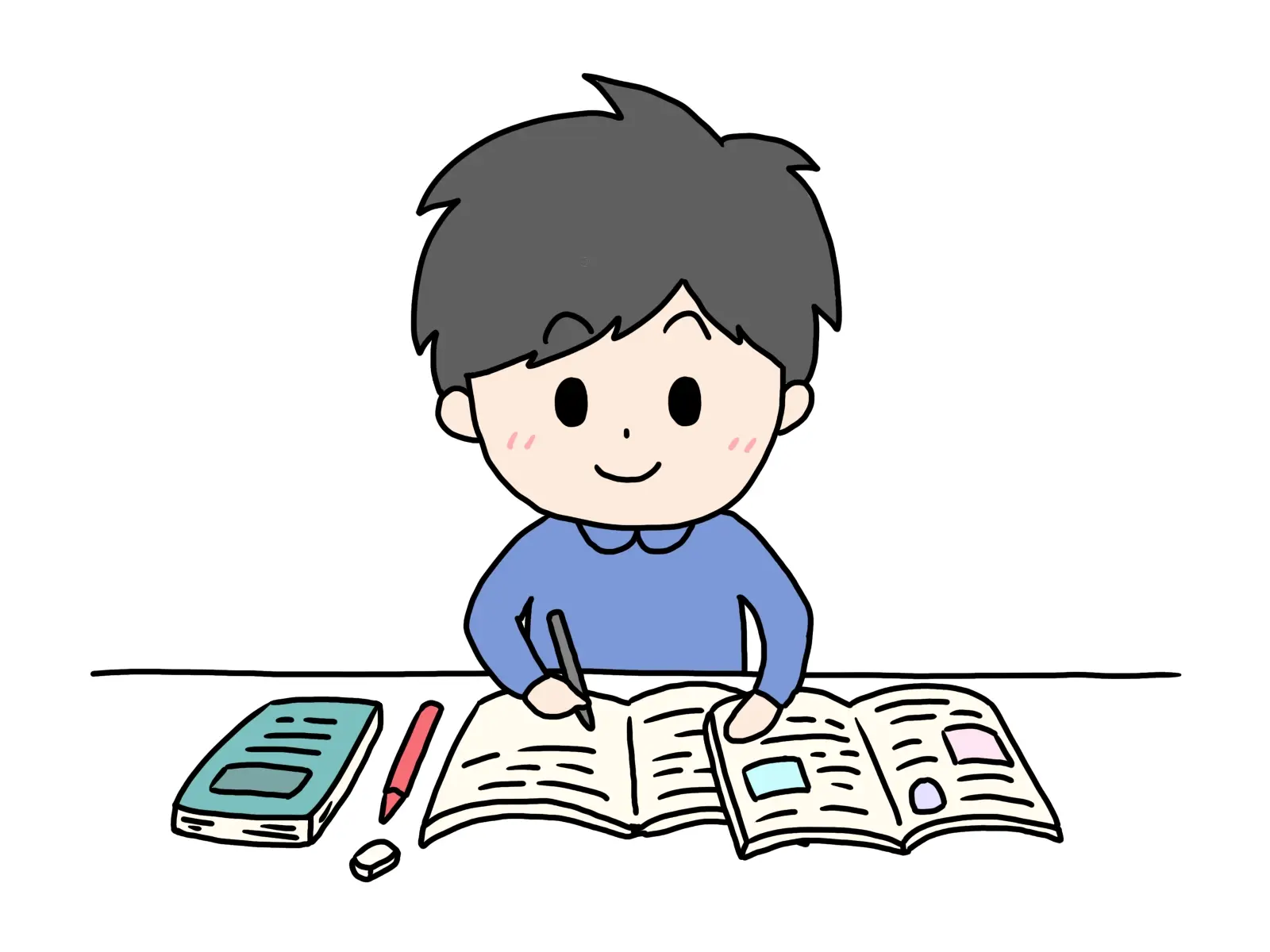 独学している少年