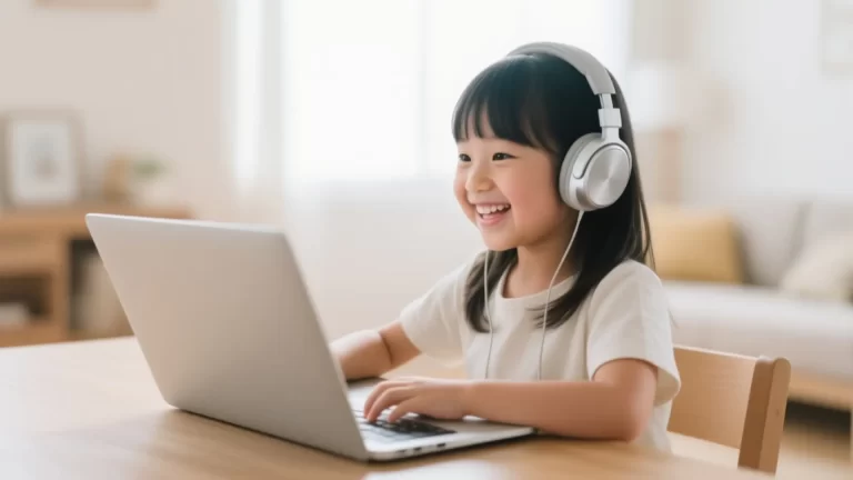 オンラインレッスンを楽しむ女の子