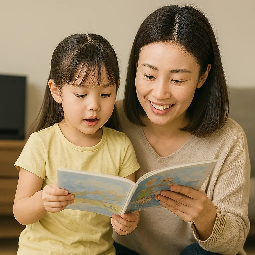 勉強を手伝うお母さん