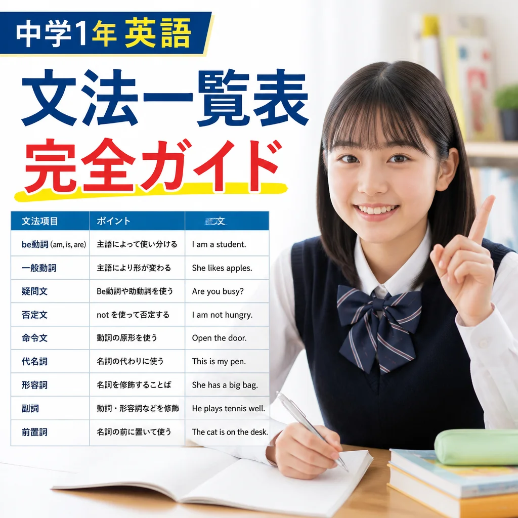 中学1年 英語 文法一覧表完全ガイド